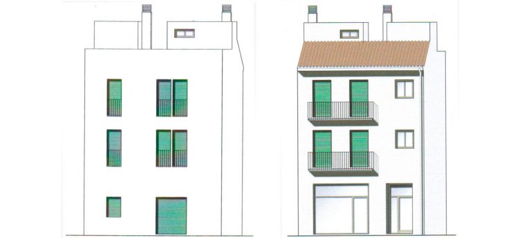 Edificio de dos viviendas y local comercial